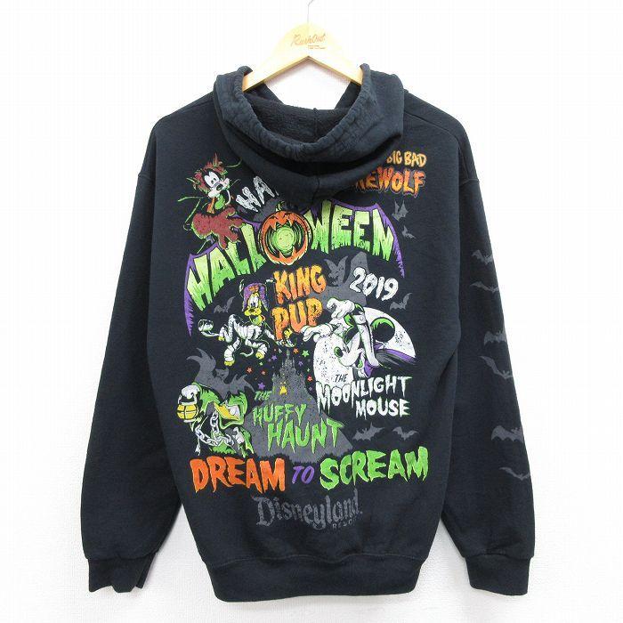 M 古着 長袖 フルジップ スウェット パーカー メンズ ディズニー Disney ハロウィン ミッキー Mickey Mouse ドナルド グーフィー 黒 ブラッ Swr 古着屋rushout 通販 Yahoo ショッピング