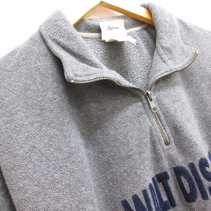 XL/古着 長袖 ハーフジップ フリース トップス メンズ 00s ディズニー ミッキー グレー 霜降り 22sep29 中古 スエット トレーナー|furugiyarushout|02