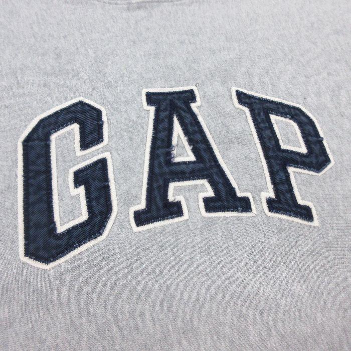 XL/古着 ギャップ GAP 長袖 スウェット メンズ 00s ビッグロゴ 大きいサイズ クルーネック グレー 霜降り 24apr24 中古 スエット トレーナ｜furugiyarushout｜02