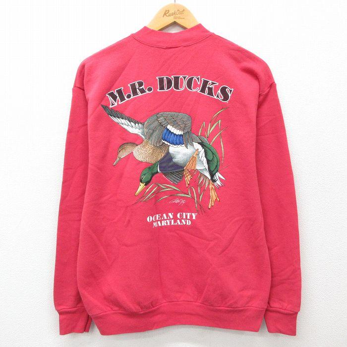 50%OFF】M/古着 M.R.DUCKS 長袖 スウェット メンズ 90s 鳥 クルー