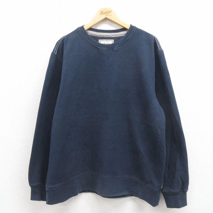 XL/古着 IZOD 長袖 スウェット メンズ 無地 クルーネック 紺 ネイビー 