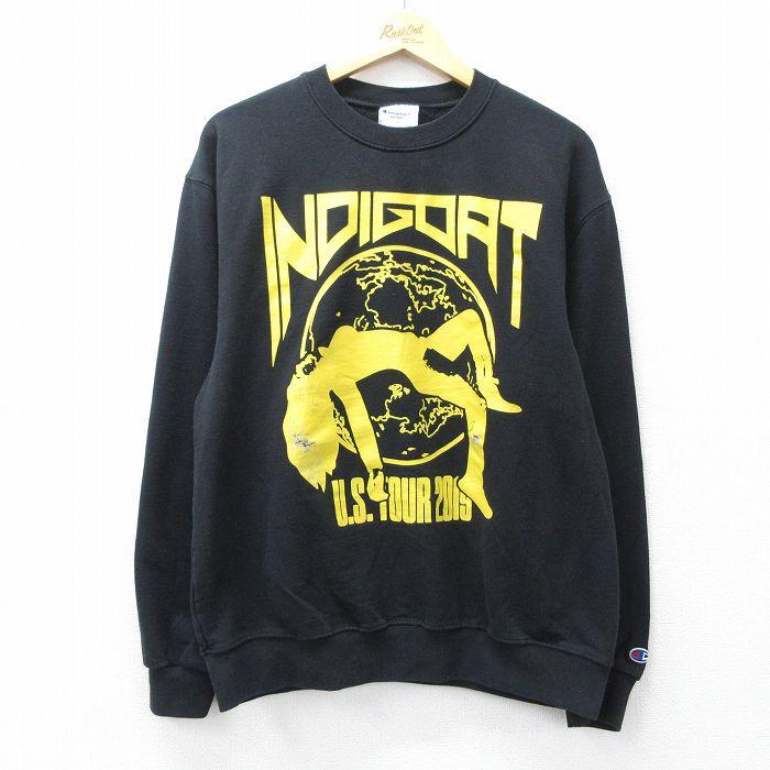 L/古着 チャンピオン champion 長袖 ヒップホップ ラップ スウェット メンズ クリスブラウン INDIGOAT クルーネック 黒【spe】 26mar27 Champion（チャンピオン） L/古着 長袖 ヒップホップ ラップ