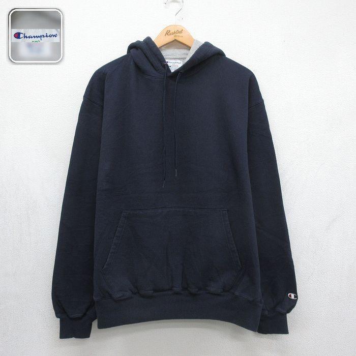 Champion チャンピオン パーカー フーディXL ネイビー Champion（チャンピオン） XL/古着 長袖 スウェット パーカー メンズ