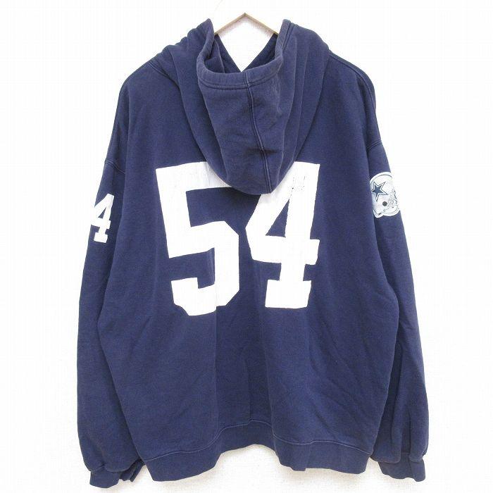 XL/古着 リーボック REEBOK 長袖 スウェット パーカー メンズ 00s NFL ダラスカウボーイズ 54 WHITE 大きいサイズ 紺 ネイビー アメフト ス｜furugiyarushout｜02