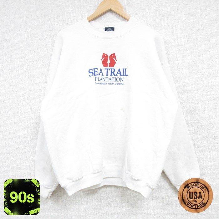 30%OFF】L/古着 長袖 スウェット メンズ 90s SEA TRAIL クルーネック 