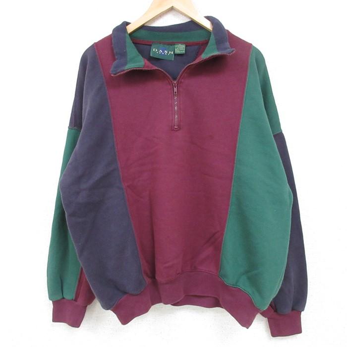 XL/古着 長袖 ブランド ハーフジップ スウェット メンズ 00s 無地