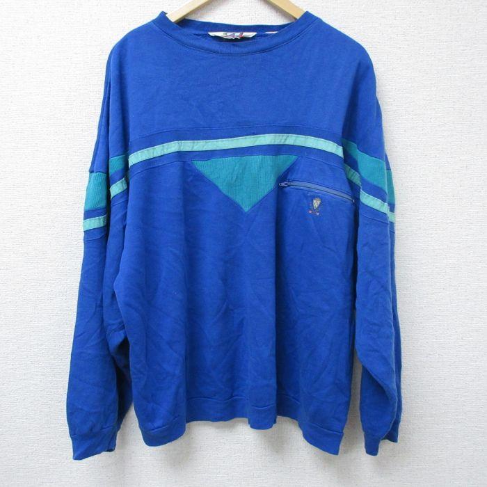 50%OFF】XL/古着 長袖 スウェット メンズ 80s ワンポイント 胸
