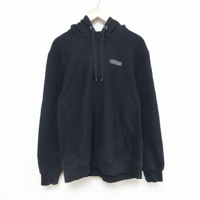 XL/古着 長袖 スウェット パーカー メンズ ネスレ 黒 ブラック 24dec19 