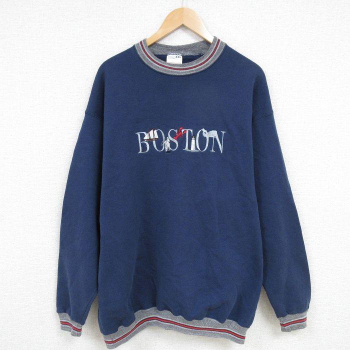 50%OFF】XL/古着 ウィルソン 長袖 スウェット メンズ 90s BOSTON 刺繍