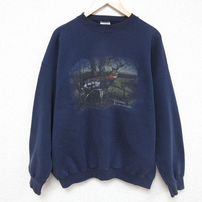 20%OFF】XL/古着 TULTEX 長袖 スウェット メンズ 90s 鹿 大きいサイズ 