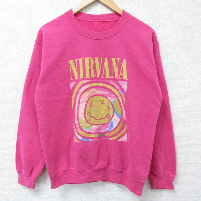 S/古着 長袖 ロック バンド スウェット メンズ 00s ニルバーナ クルー