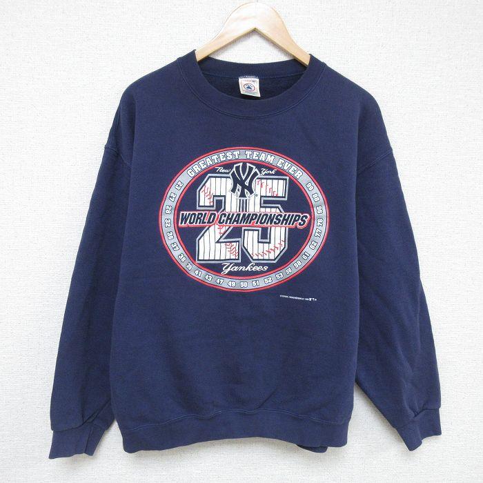 50%OFF】L/古着 長袖 スウェット メンズ 90s MLB ニューヨーク 