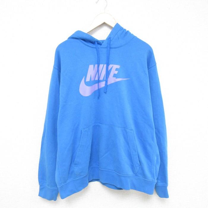 NIKE ナイキ オーバーサイズ ビッグロゴ プルオーバーパーカー ブルー NIKE（ナイキ） XL/古着 長袖 スウェット パーカー メンズ ビッグロゴ