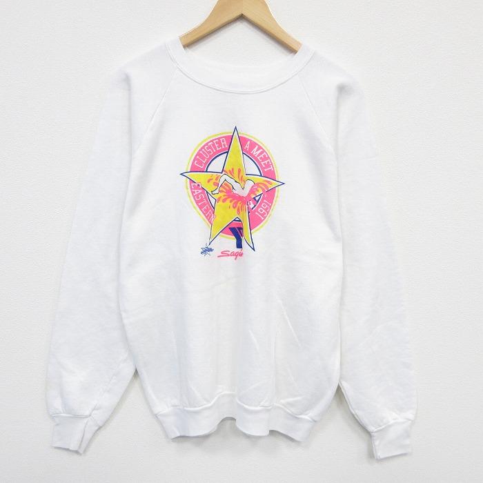 その他ブランド / スウェット/L/コットン/WHT/USA製/ラグラン L/古着 フルーツオブザルーム 長袖 スウェット メンズ 90s スイミング