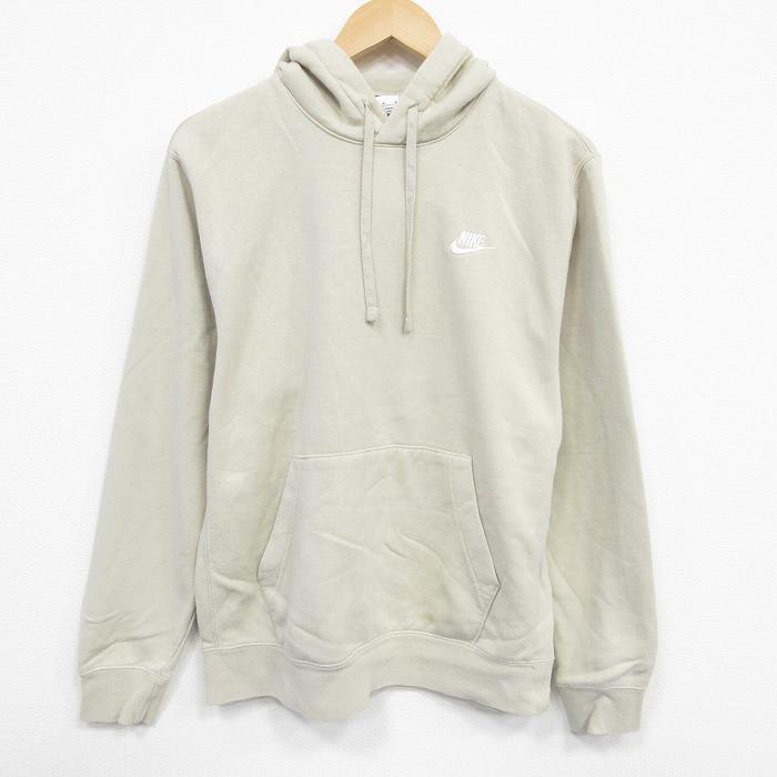 NIKE ナイキ パーカー L ベージュ 【古着】【中古】【送料無料】 NIKE（ナイキ） L/古着 長袖 スウェット パーカー メンズ ワンポイント