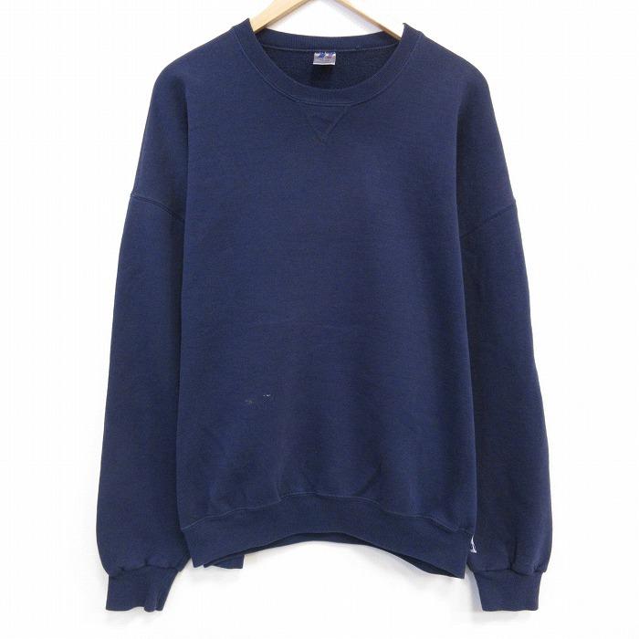 XL/古着 ラッセル 長袖 スウェット メンズ 00s 無地 大きいサイズ