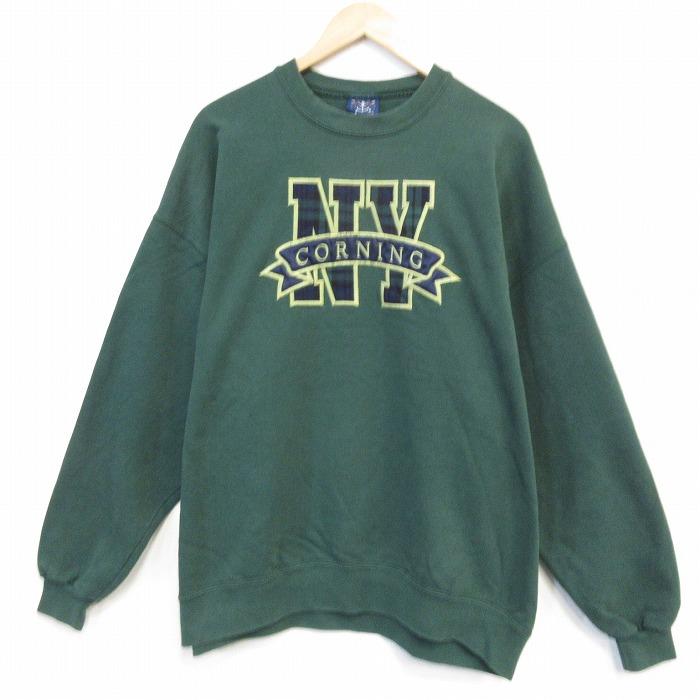 XL/古着 長袖 スウェット メンズ 00s NY 刺繍 大きいサイズ クルー