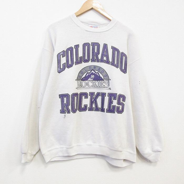 Hanes（ヘインズ） L/古着 長袖 スウェット メンズ 90s MLB コロラド