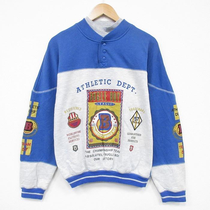 L/古着 ビューグルボーイ 長袖 スウェット メンズ 90年代 90s ヘンリー