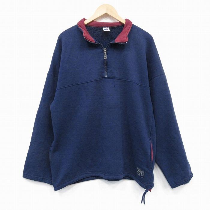 L/古着 ラッセル 長袖 ハーフジップ スウェット メンズ 90年代 90s