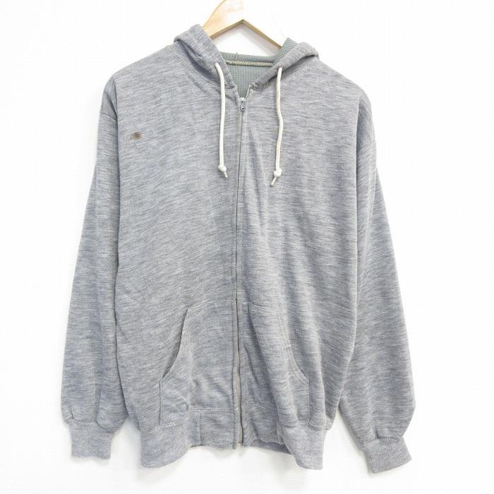 L/古着 長袖 フルジップ トップス パーカー メンズ 80年代 80s 無地