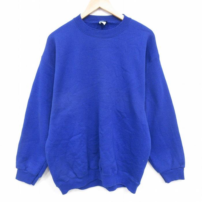 L/古着 長袖 スウェット メンズ 90年代 90s 無地 クルーネック USA製