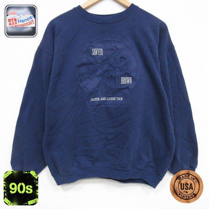 Hanes（ヘインズ） XL/古着 長袖 ロック バンド スウェット メンズ 90