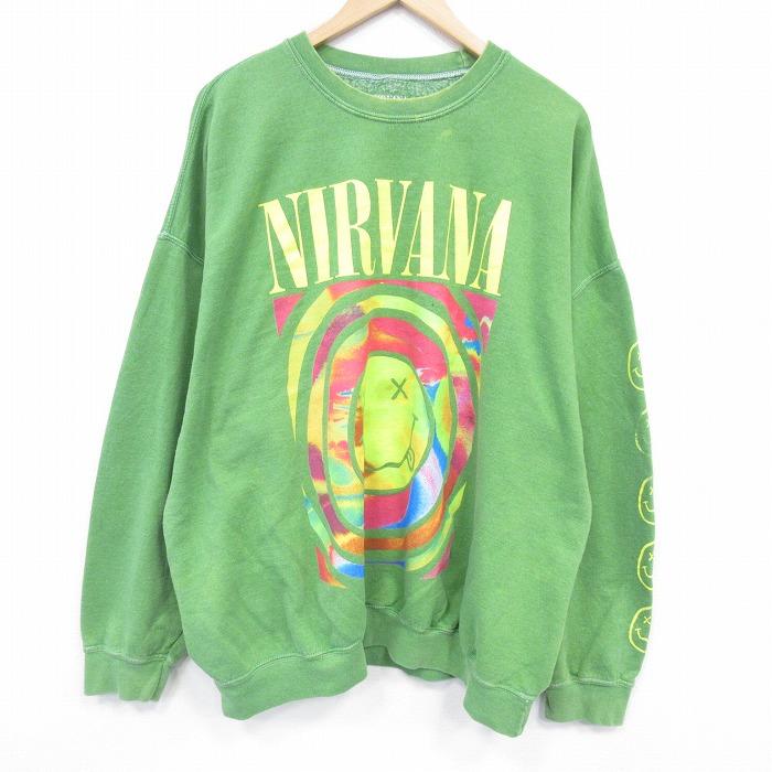 XL/古着 長袖 ロック バンド スウェット メンズ ニルバーナ