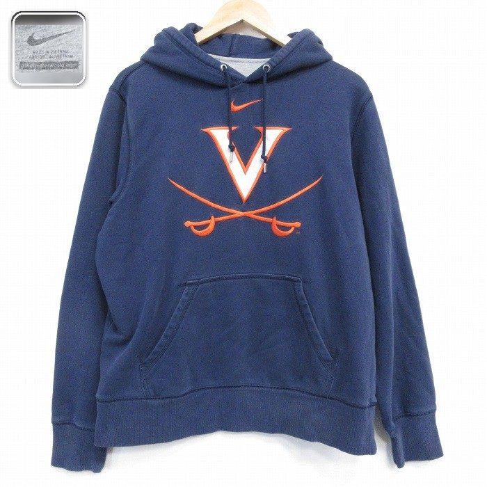 NIKE（ナイキ） XL/古着 長袖 スウェット パーカー メンズ V 刺繍 紺 