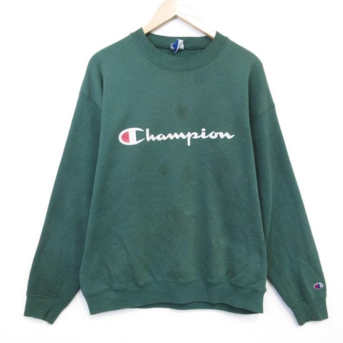 古着 Champion チャンピオン 90s オールド 長袖 スウェット トレーナー XL グリーン 裏起毛 メンズ Champion（チャンピオン） L/古着 長袖 スウェット メンズ 90年代 90s