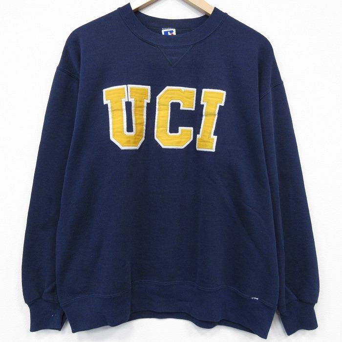 L/古着 ラッセル 長袖 スウェット メンズ 90年代 90s UCI クルーネック USA製 紺【spe】 26feb24 L/古着 ラッセル 長袖 スウェット メンズ 90年代 90s UCI クルーネック