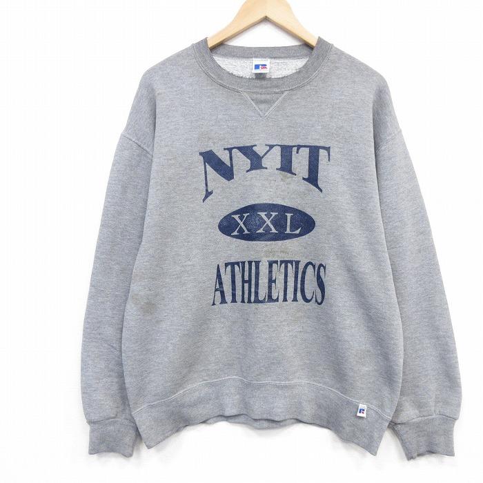 L/古着 ラッセル 長袖 スウェット メンズ 90年代 90s NYIT クルーネック USA製 グレー 霜降り【spe】 26apr04 L/古着 ラッセル 長袖 スウェット メンズ 90年代 90s NYIT クルー