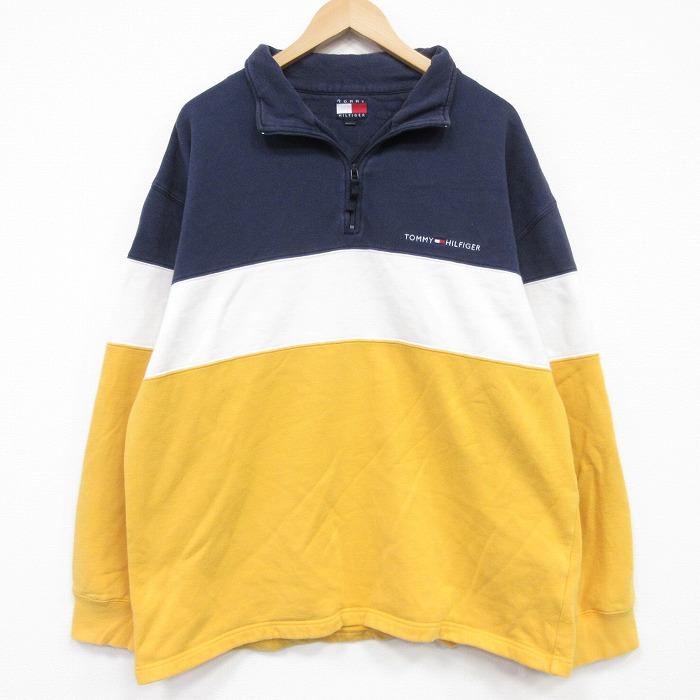   トミーフィルガー スウェット ハーフジップ 古着 XL/古着 トミーヒルフィガー 長袖 ブランド ハーフジップ スウェット