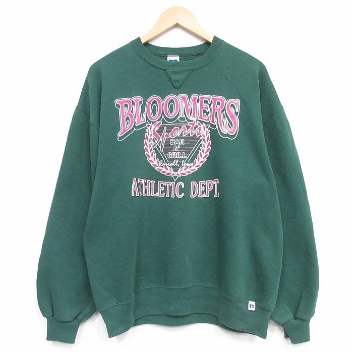 L/古着 ラッセル 長袖 スウェット メンズ 90年代 90s BLOOMERS クルーネック USA製 緑【spe】 26may01 L/古着 ラッセル 長袖 スウェット メンズ 90年代 90s BLOOMERS クルー