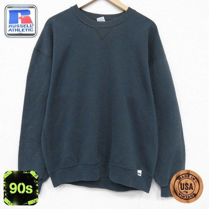 XL/古着 ラッセル 長袖 スウェット メンズ 90年代 90s 無地 クルー 