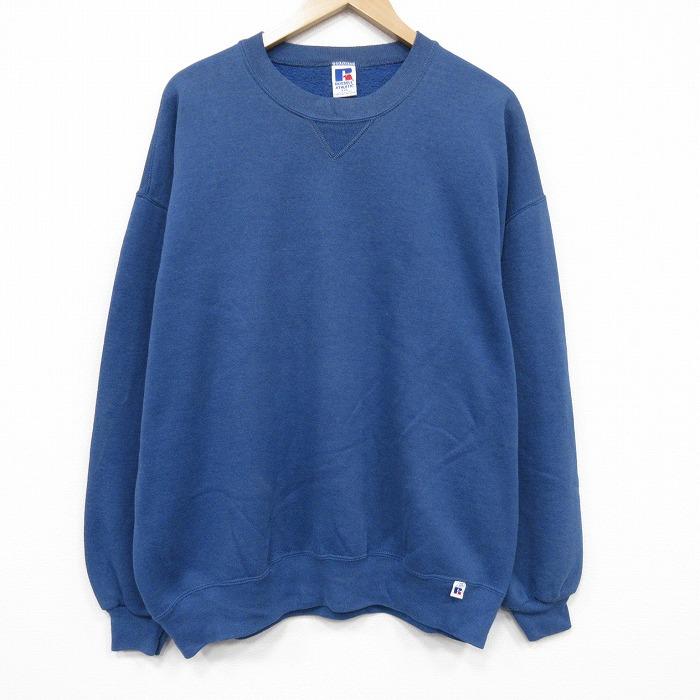 XL/古着 ラッセル 長袖 スウェット メンズ 90年代 90s 無地 大きい