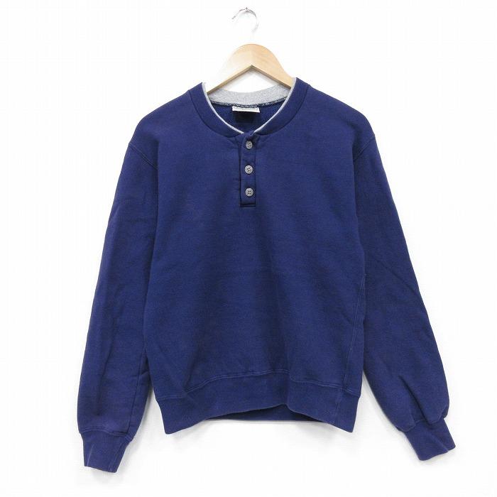 S/古着 エルエルビーン ラッセル 長袖 スウェット メンズ 90年代 90s 無地 ヘンリーネック USA製 ネイビー【spe】 26may14 L.L.Bean（エルエルビーン） S/古着 ラッセル 長袖 スウェット メンズ