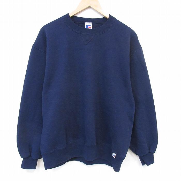 L/古着 ラッセル 長袖 スウェット メンズ 90年代 90s 無地 クルー