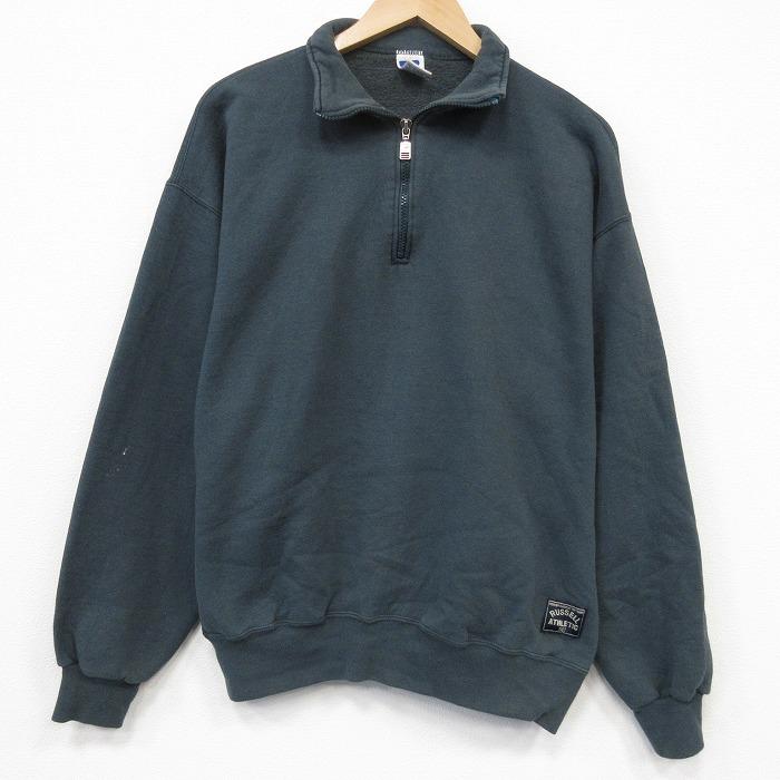 XL/古着 ラッセル 長袖 ハーフジップ スウェット メンズ 90年代 90s USA製 カーキ 26jul04 XL/古着 ラッセル 長袖 ハーフジップ スウェット メンズ 90年代 90s