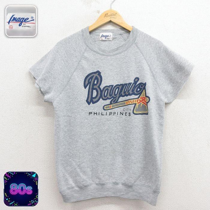 L/古着 半袖 スウェット メンズ 80年代 80s Baguio ラグラン クルー