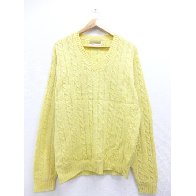 M 古着 ケーブル ニット セーター ジャンセン 黄 イエロー 霜降り 18dec06 中古 メンズ トップス Swtr 古着屋rushout 通販 Yahoo ショッピング
