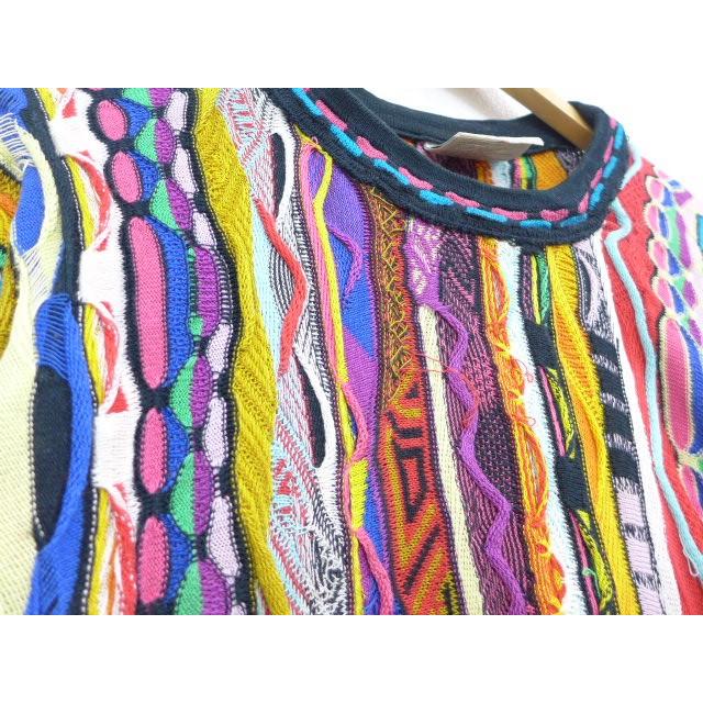 L/古着 長袖 セーター クージー COOGI 3Dニット 総柄 ラグラン 