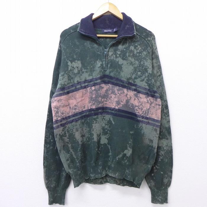 L 古着 長袖 ブランド セーター ノーティカ Nautica ワンポイントロゴ 緑他 グリーン タイダイ 19nov12 中古 メンズ ニット トップス Swtr 古着屋rushout 通販 Yahoo ショッピング