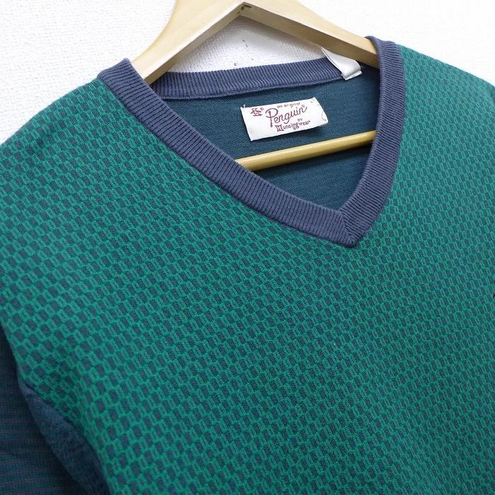 M 古着 長袖 ブランド セーター マンシングウェア Vネック 緑 グリーン 19nov12 中古 メンズ ニット トップス Swtr 古着屋rushout 通販 Yahoo ショッピング