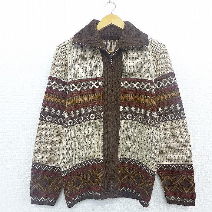 S 古着 長袖 ニット カーディガン 70s 茶他 ブラウン 19nov21 中古 メンズ トップス Swtr 古着屋rushout 通販 Yahoo ショッピング