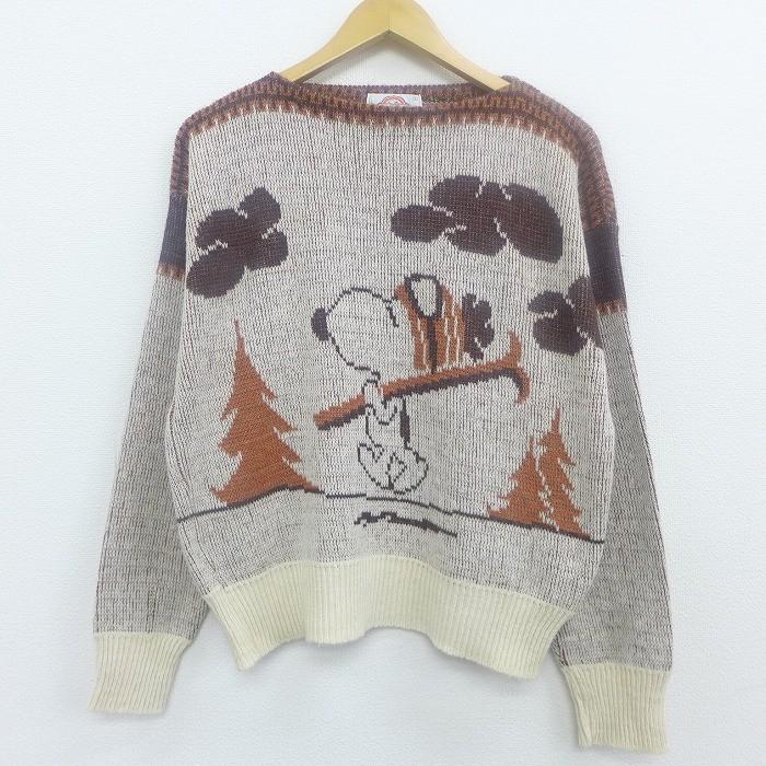 M 古着 長袖 セーター 70s アロー ピーナッツ スヌーピー Snoopy ボートネック 茶他 ブラウン Spe 19dec12 中古 メンズ ニット トップス Swtr 古着屋rushout 通販 Yahoo ショッピング