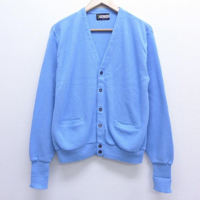 M 古着 長袖 ニット カーディガン 80s Vネック 水色 19dec18 中古 メンズ トップス Swtr 古着屋rushout 通販 Yahoo ショッピング