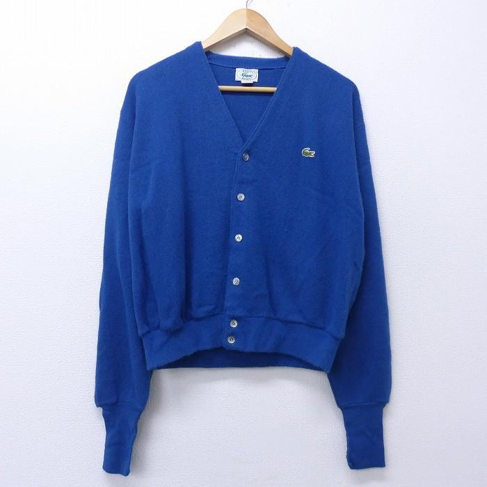 L 古着 長袖 ブランド ニット カーディガン 90s ラコステ Lacoste ワンポイントロゴ Vネック 紺 ネイビー feb28 中古 メンズ トップス Swtr 古着屋rushout 通販 Yahoo ショッピング