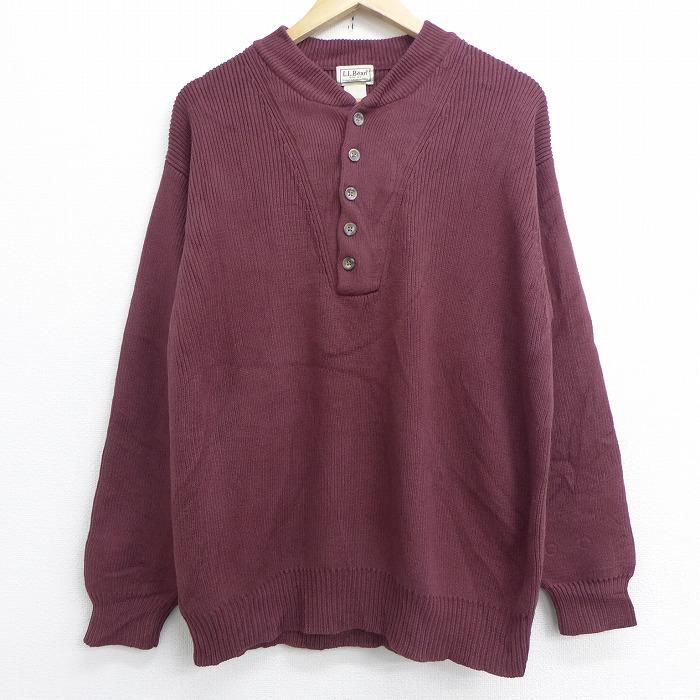 L 古着 長袖 セーター エルエルビーン Llbean コットン ヘンリーネック エンジ sep04 中古 メンズ ニット トップス Swtr 古着屋rushout 通販 Yahoo ショッピング