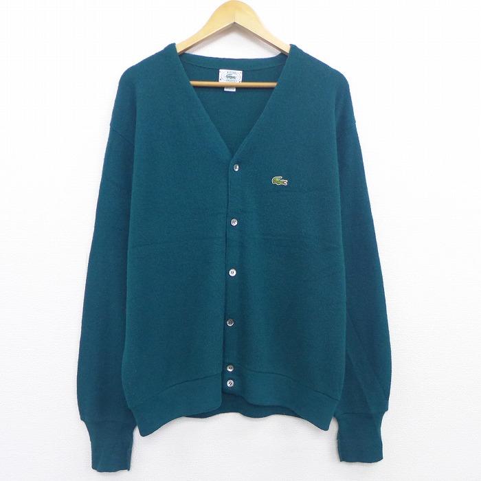 Xl 古着 長袖 ブランド ニット カーディガン 90s Izod ラコステ Lacoste ワンポイントロゴ Vネック 緑 グリーン sep08 中古 メンズ トップス Swtr 古着屋rushout 通販 Yahoo ショッピング